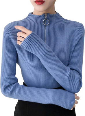 CRAMPLE Casual Solid Women Blue Top