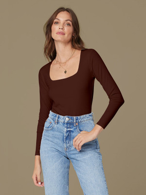 Dream Beauty Fashion Casual Solid Women Brown Top