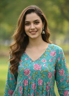 Desi Beats Casual Floral Print Women Blue, Pink Top