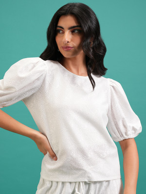 Tokyo Talkies Casual Solid Women White Top