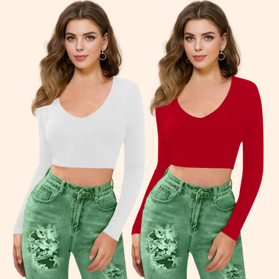 Kashonaa Casual Solid Women Red Top