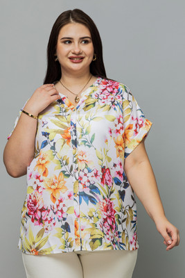 PURYS Casual Floral Print Women Pink Top