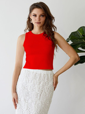 Toochki Casual Solid Women Red Top