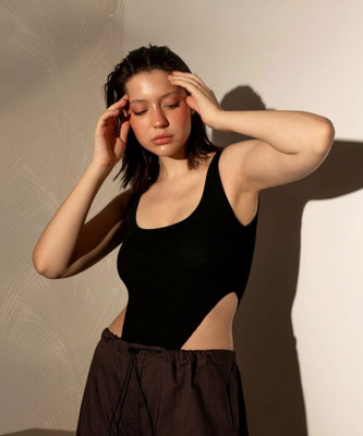 ZEROZABAR Casual Solid Women Black Top