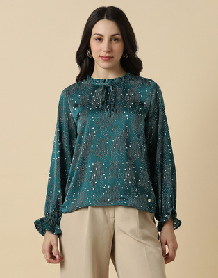 Allen Solly Formal Printed Women Green Top
