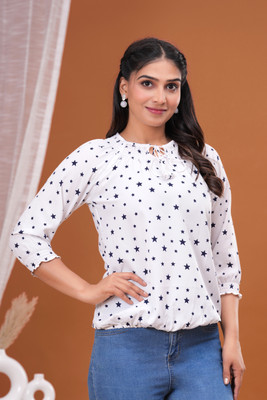BM enterprises Casual Printed Women White Top