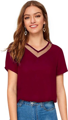 swenson Casual Solid Women Maroon Top