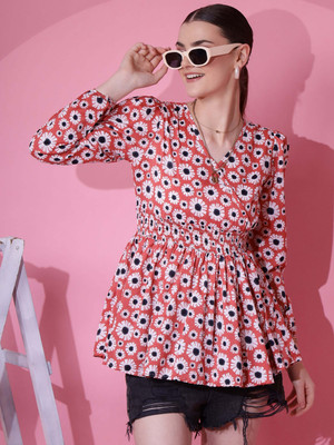Seek By Sheetal Casual Floral Print Women Pink Top