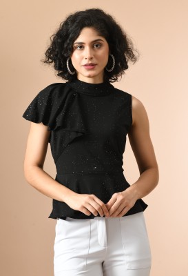 SAKSHI TRADER Party Self Design Women Black Top