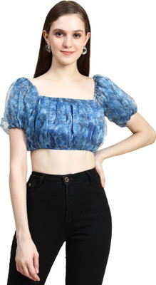 rujave Casual Printed Women Blue Top