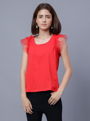 MISCHKA Casual Solid Women Red Top