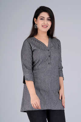 METRONAUT Casual Striped Women Grey Top