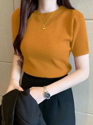 VABRU Casual Solid Women Red Top