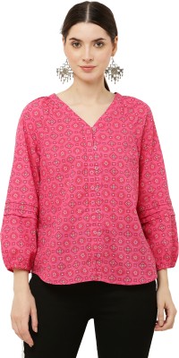 Indiana Fashion Casual Printed Women Pink Top