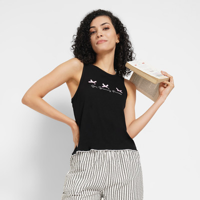 Dreamz by Pantaloons Casual Printed Women Black Top