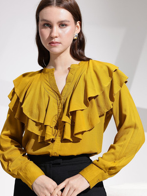 her by invictus Casual Solid Women Yellow Top