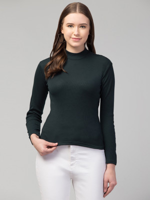 ASAD GARMENTS Casual Solid Women Dark Green Top