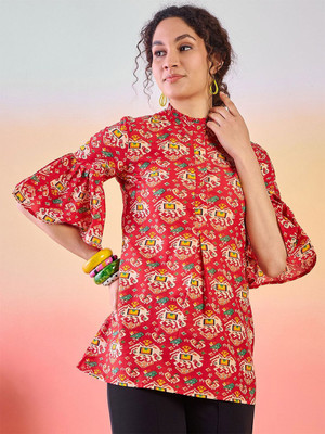 Sangria Casual Printed Women Red Top