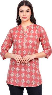 Navlika Women Printed Straight Kurta(Red)