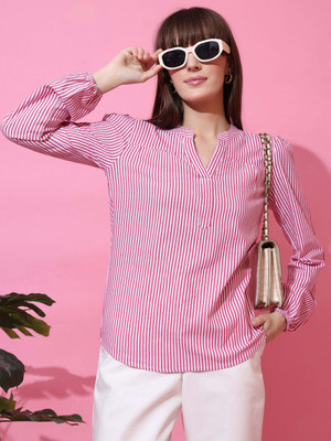 Honky Tonky Casual Striped Women Pink, White Top