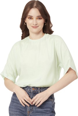 moomaya Casual Solid Women Light Green Top