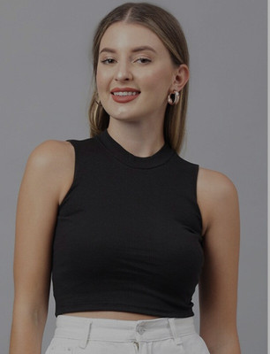 KLASY Casual Solid Women Black Top