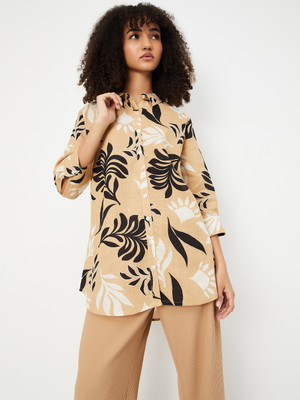 MAX Casual Printed Women Beige Top