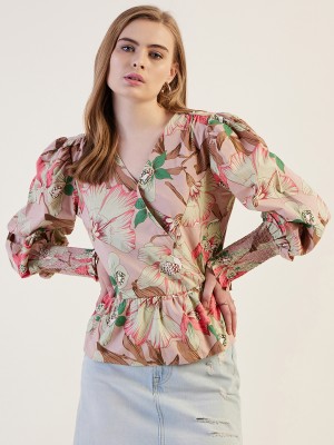 Freehand Casual Printed Women Pink Top