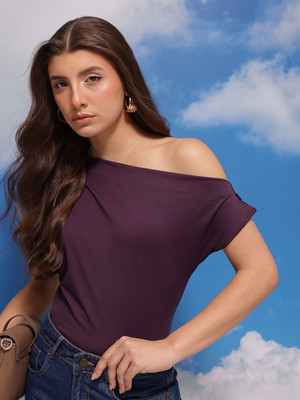 CORSICA Casual Solid Women Maroon Top