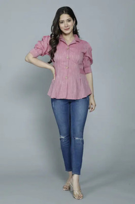 Sample Casual Solid Women Pink Top