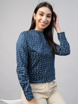 Hancock Formal Printed Women Blue Top