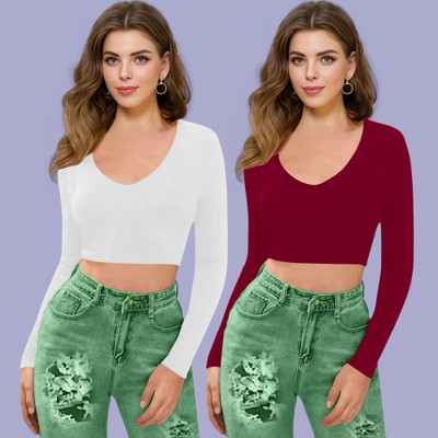 Dream Beauty Fashion Casual Solid Women Maroon Top