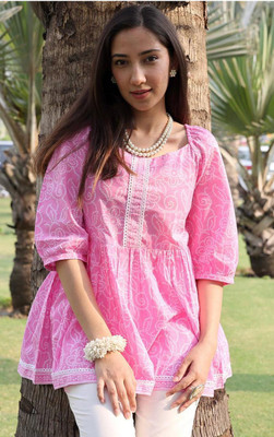 PARI A1 Party Printed Women Pink Top