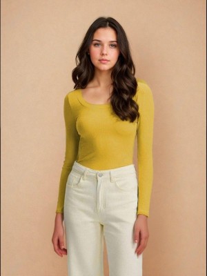 KOTTY Casual Solid Women Yellow Top