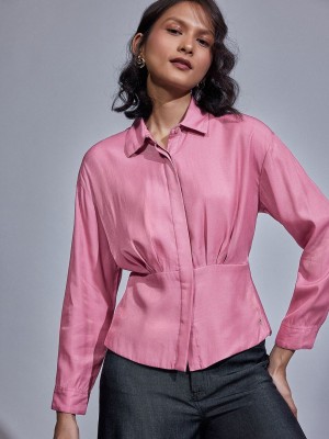 The Label Life Casual Solid Women Pink Top