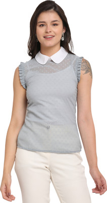 Merira Casual Self Design Women Grey Top