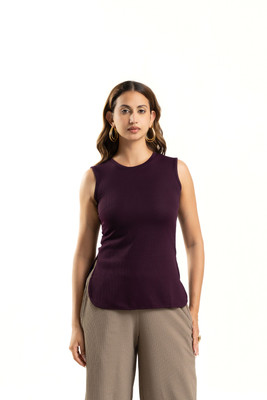Komurr Casual Self Design Women Purple Top