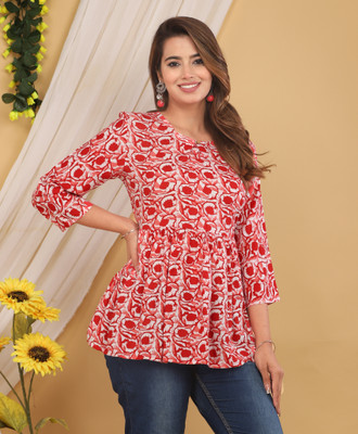 Adheesh Creation Casual Printed Women Multicolor Top