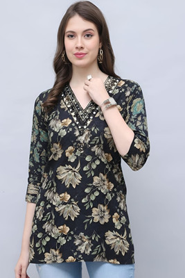 arexclusive Casual Floral Print, Printed Women Brown Top