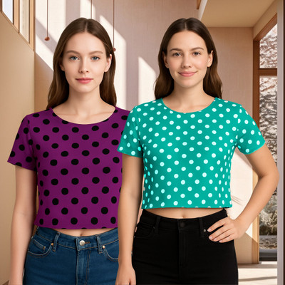 UNICUS APPAREL Casual Polka Print Women Multicolor Top