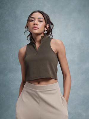 Roadster Casual Solid Women Brown Top