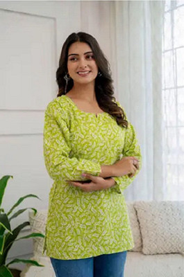 BIBHATSU Formal Printed Women Green Top