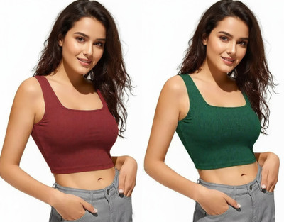 Blueribon Casual Solid Women Dark Green, Maroon Top