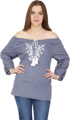 KAAYA Casual Full Sleeve Solid Women Grey Top