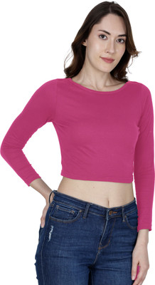 DUDSTUCKER Casual Solid Women Pink Top
