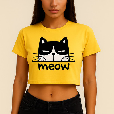 FASHIONCARNIVEL Casual Graphic Print Women Yellow Top