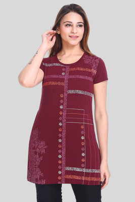 plush Casual Printed Women Maroon Top