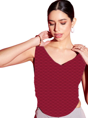 jovo Casual Printed Women Maroon Top