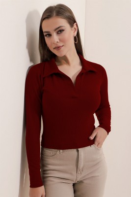 Dream Beauty Fashion Casual Solid Women Maroon Top