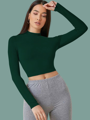 Kashonaa Casual Solid Women Dark Green Top